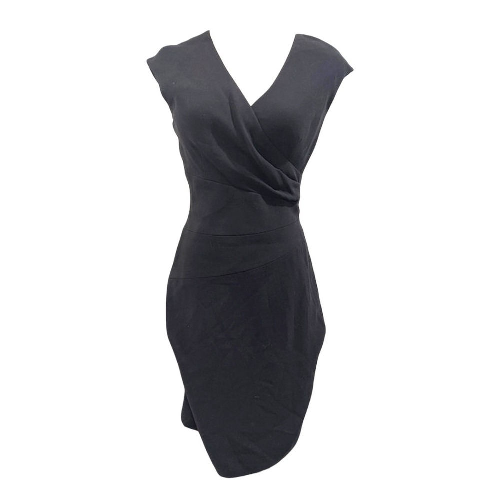 Lauren Ralph Lauren Dress 4 Black Faux Wrap Sheath V-Neck Cocktail LBD Elegant